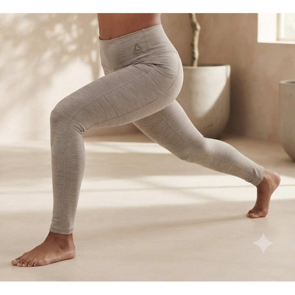 Reebok Reflex High Rise 7/8 Leggings Driftwood Heather XS Active Workout NWT